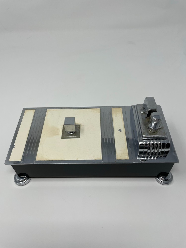 ART DECO RONSON TOUCH TIP LIGHTER AND CIGARETTE BOX