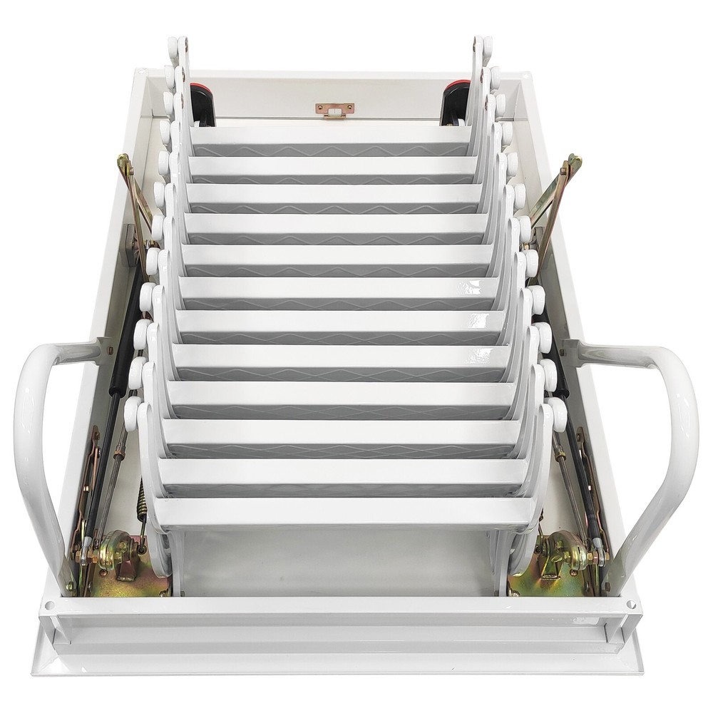 Attic Ceiling Ladder 10ft White Ceiling Mounted Pull Down Stairs 27.56''x39.37''