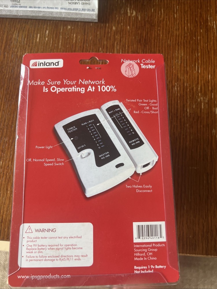 Inland Network Cable Tester With Case New Sealed