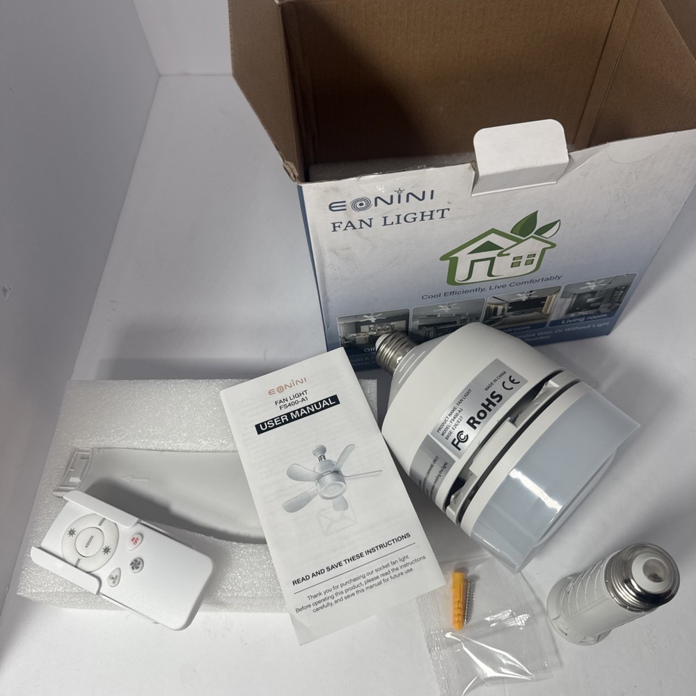 Eonini fan light Add a ceiling fan anywhere (open box return) TESTED 100%.