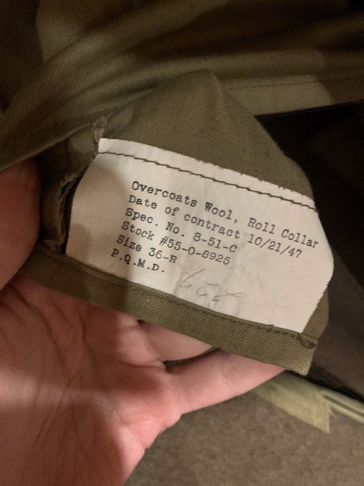 Original WW2 US Military Wool Overcoat, Size 36R, Pristine!