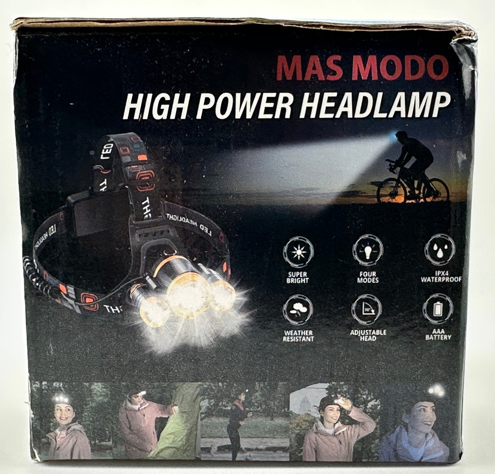 MAS MODO Recargable High Power 3-Light LED Waterproof Headlamp 3-Function