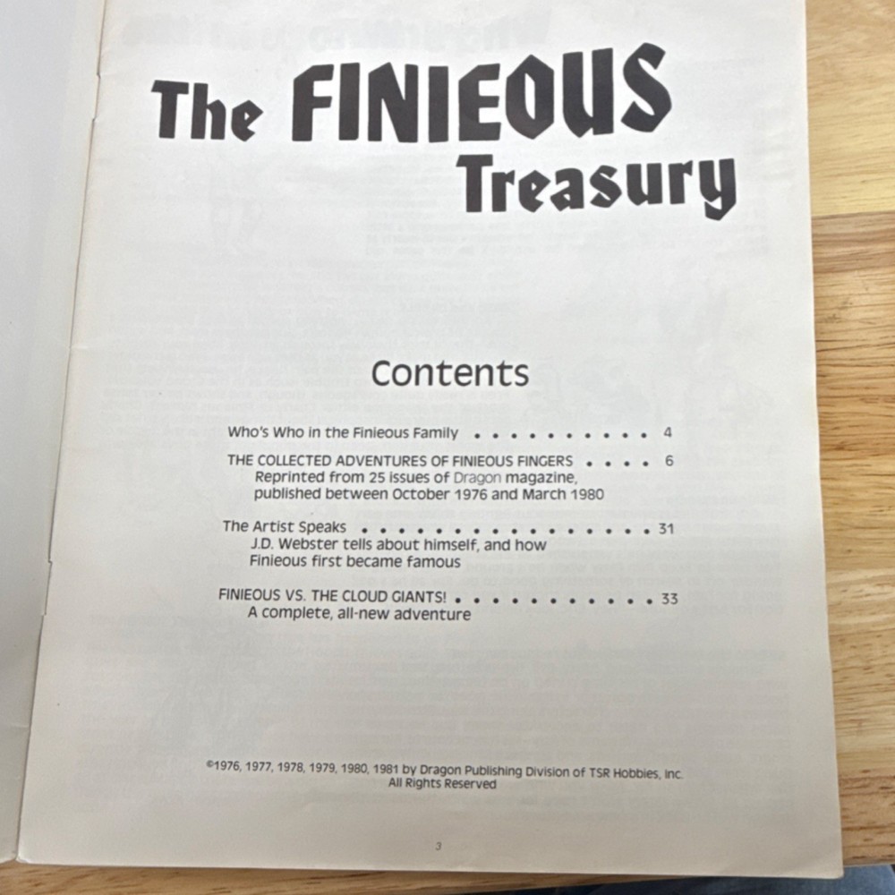 TSR Dungeons & Dragons Finieous Treasury Comic Compilation 1981