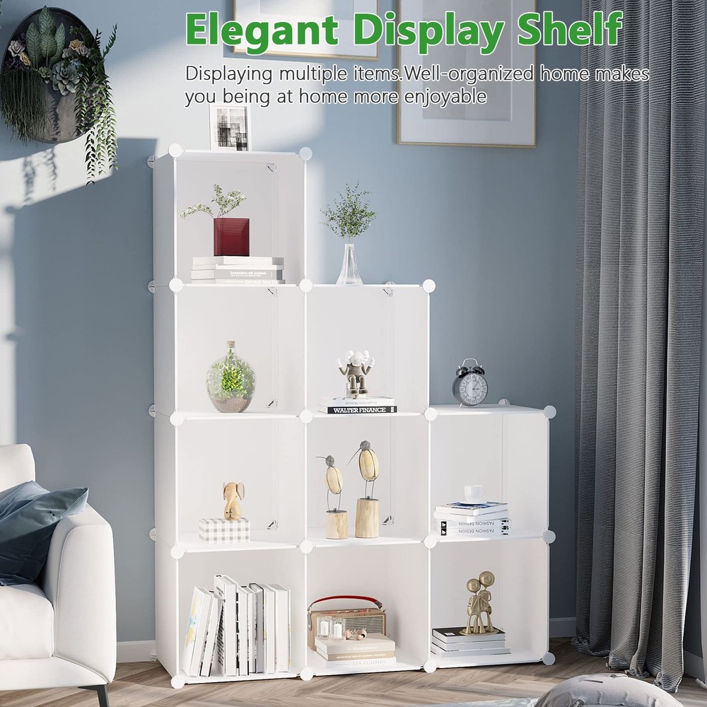 Cube Storage, 9-Cube Bookshelf, Plastic Closet Cabinet Organizer, DIY Stackab...