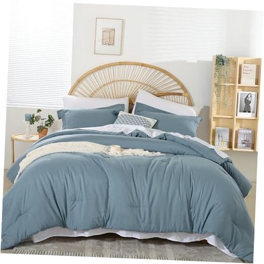 5PCS Comforter Set Microfiber Comforter Comforter Sets for Twin Dusty Blue