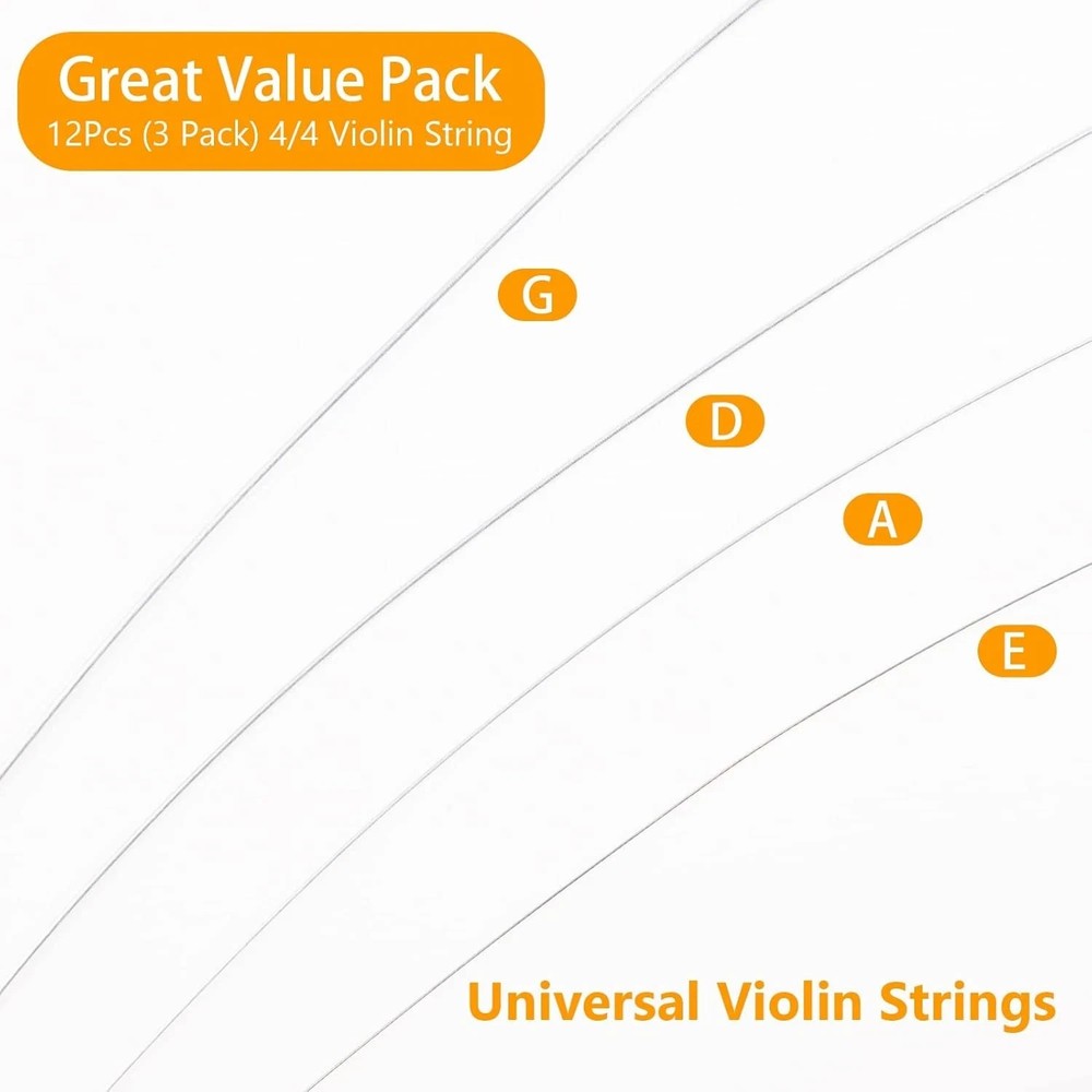 12PCS Violin Strings 4/4 Full Set Steel Core Replacement Strings