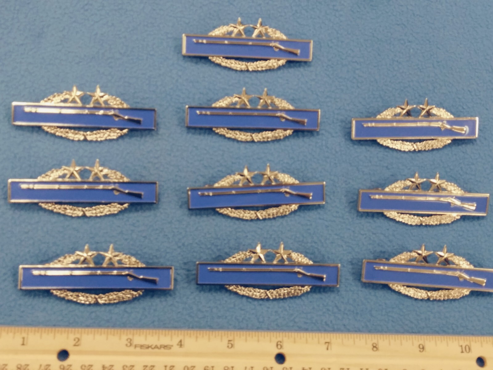 LOT OF 10 - ARMY COMBAT INFANTRY BADGE CIB 3RD AWARD LARGE PINS - 3 INCHES