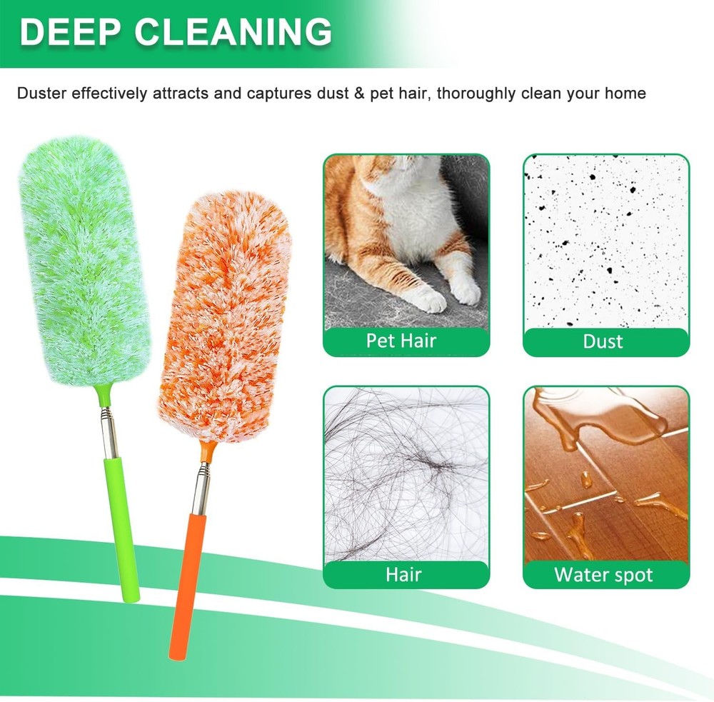 Extendable Feather Duster 2 Pack 30 Inch Microfiber New
