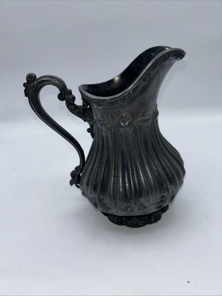 Rogers Smith Co Silver Plate Pitcher Melon Shape 6”.5” Tall