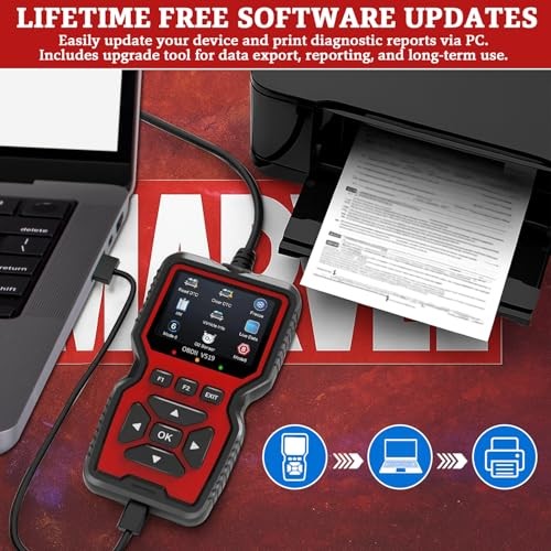 Professional OBD2 V519 Scanner - 2026 Upgraded OBDII + CAN Code Reader, Live