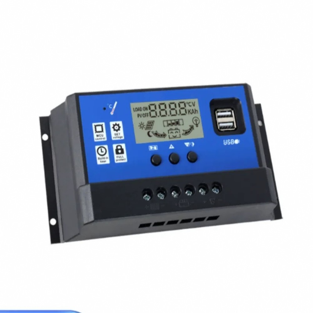 12V 24V 10A 30A PWM Solar Charge Controller - Adjustable LCD Display Timer