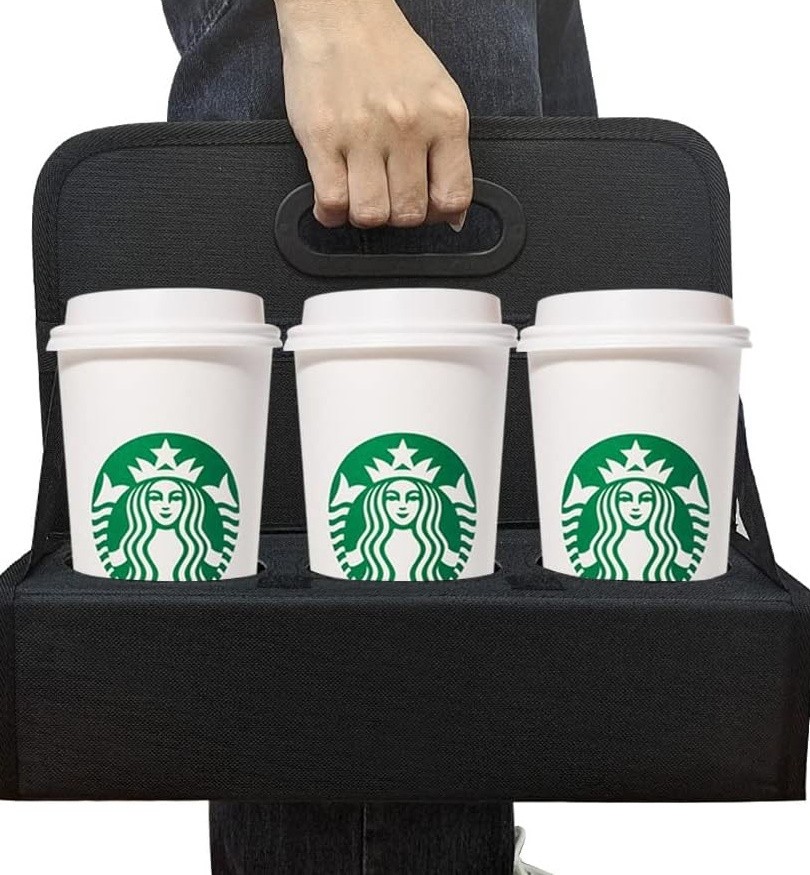 6 Cup Drink Carrier with Handle Foldable Reusable Cup Caddy for Coffee Takeou