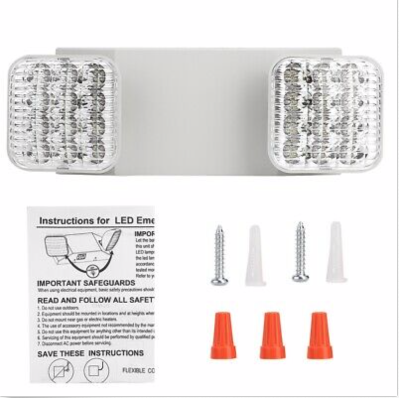LED Emergency Exit Light Battery Backup & Adjustable Two Heads, UL 924-Listed