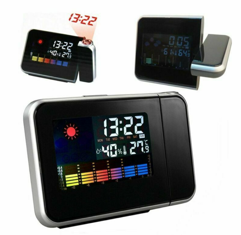 LED Digital Projection Alarm Clock Backlight snooze color Ceiling projector