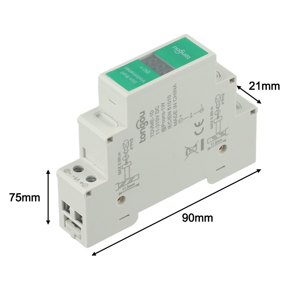 LED Display Voltage Meter for Din Rail Installation Supporting 11 310V DC Range
