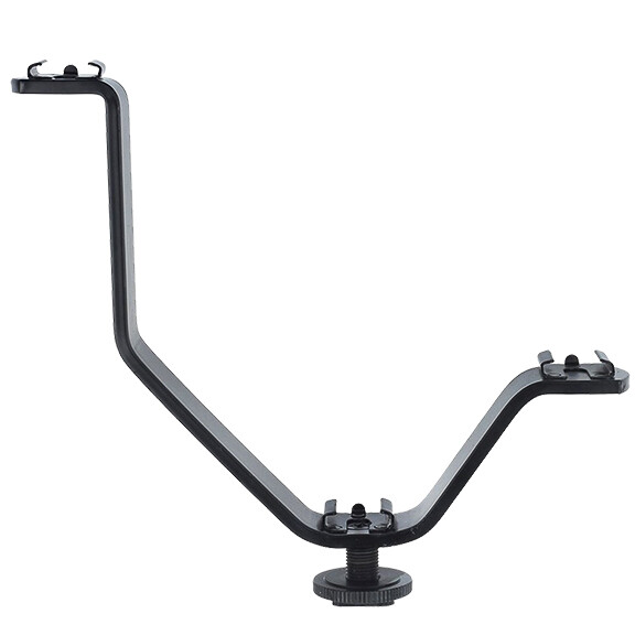 V Shaped Flash Bracket Stand with 3 Universal Hot/Cold Shoes Flash Mounts