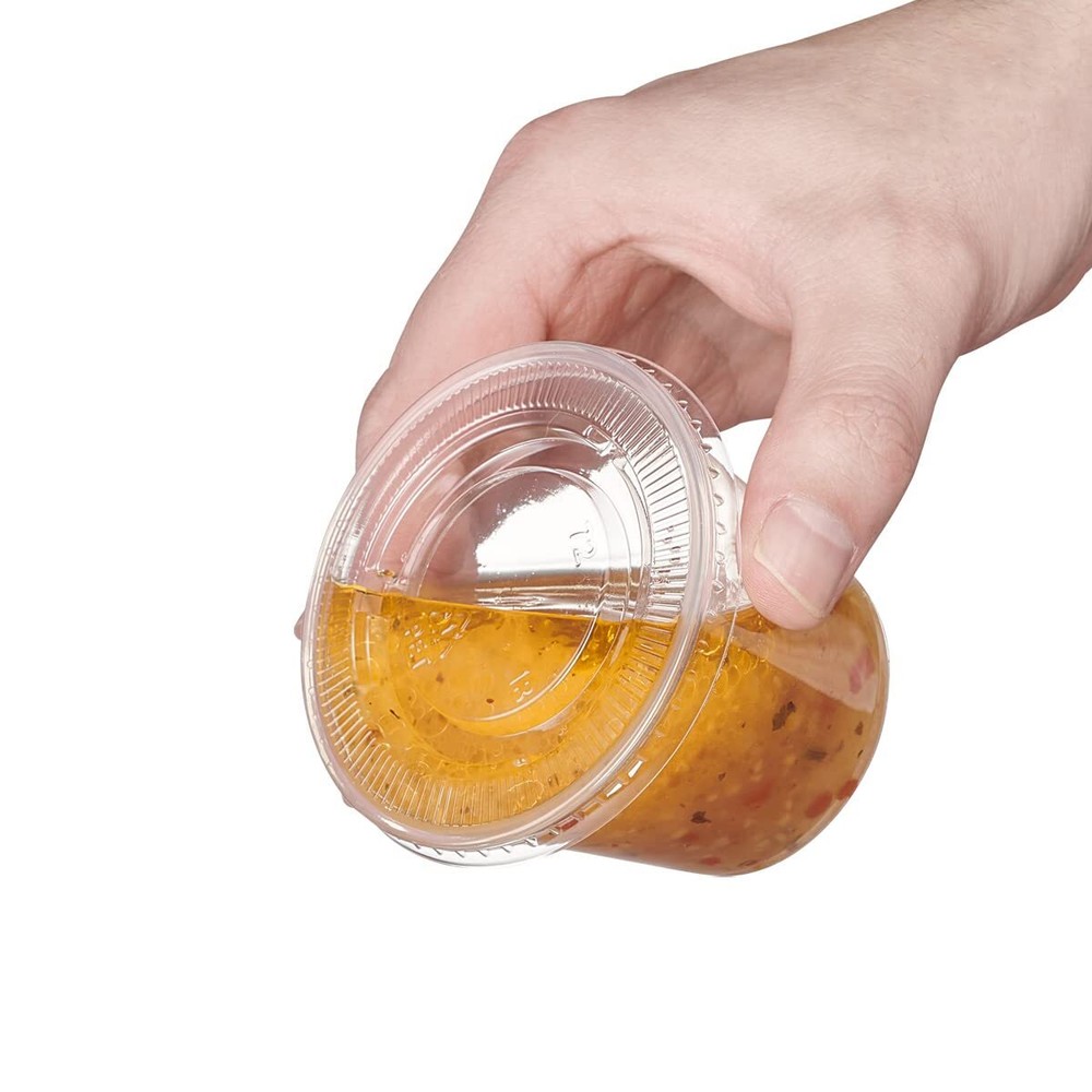 [100 Sets - 5.5 oz.] Plastic Disposable Portion Cups With Lids, Souffle Cups,