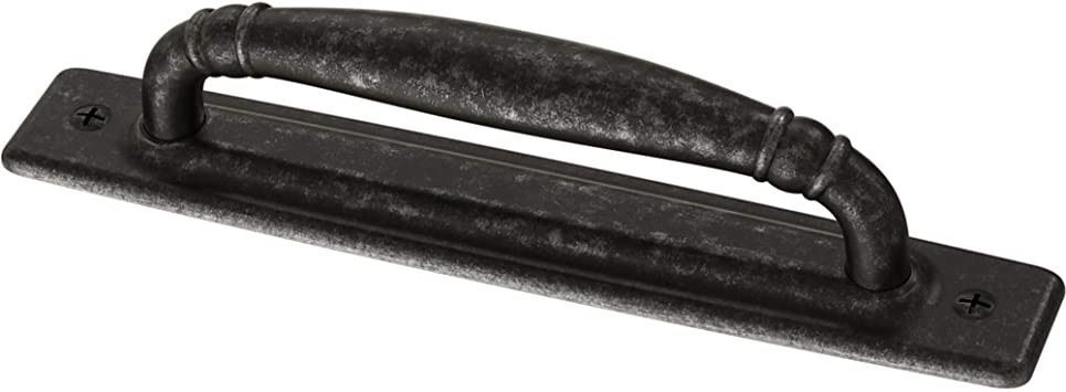 4" Iron Craft Pull with Backplate Distressed Iron