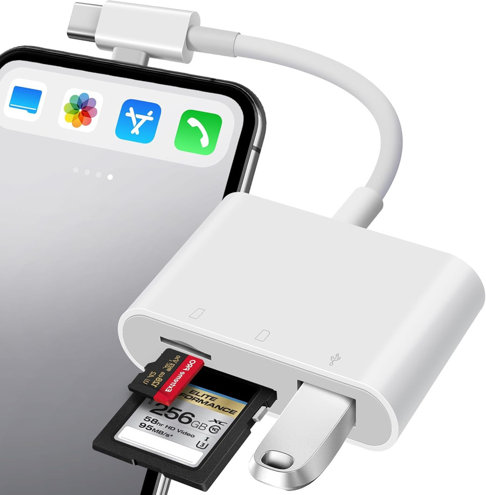 SD Card Reader for Iphone, SD Card Adapter with Lightening & USB C Dual Connecto