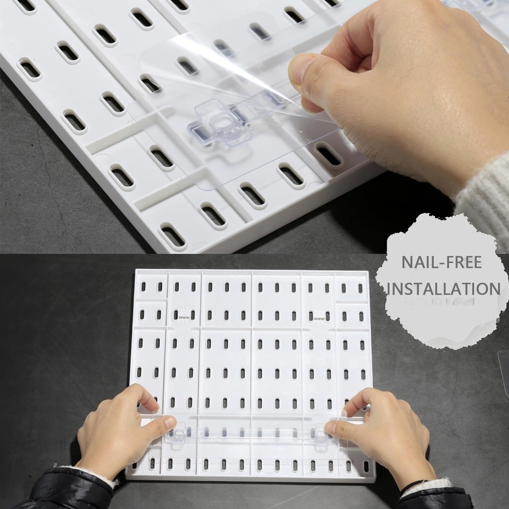 White Pegboard Combination Kit Wall Mount Storage 4 Panel 14 Accessory 22x22