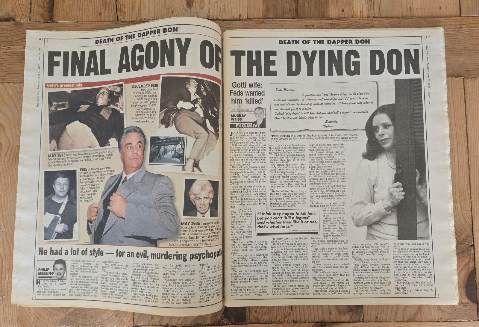 “DAPPER DON DEAD” – Gangster John Gotti Death - New York Post – June 11, 2002
