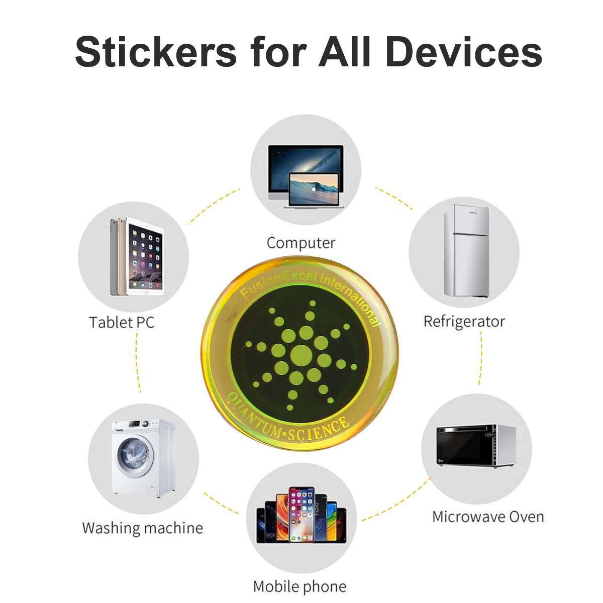 Silver Quantum Anti Radiation Shield 5G-EMF Protection Phones Laptops 6 Stickers