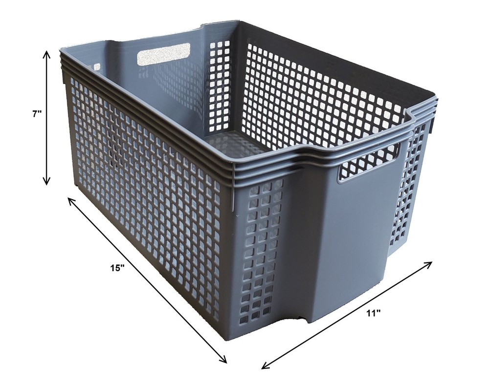 NEPA Market Stackable Turn-Around 3 Storage Baskets Set 15" x 11" x 7"