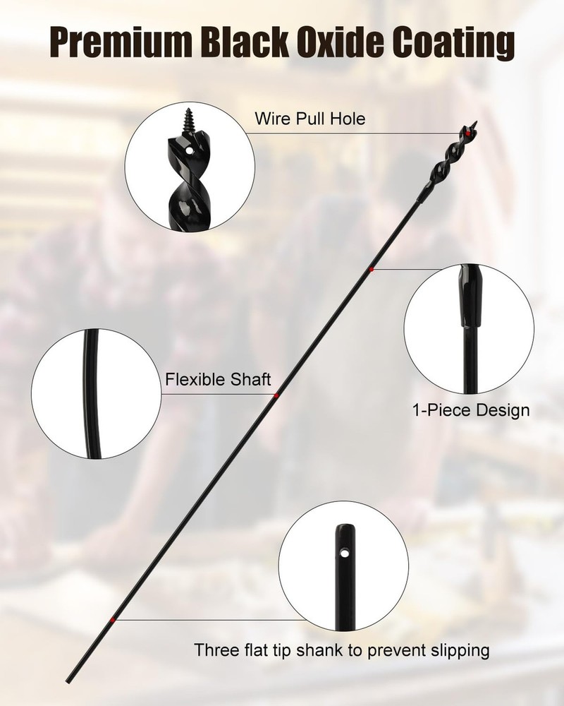 Flexible Installer Drill Bit for Wire Pulling, 36 Inch Extra Long Drill Bit, ...