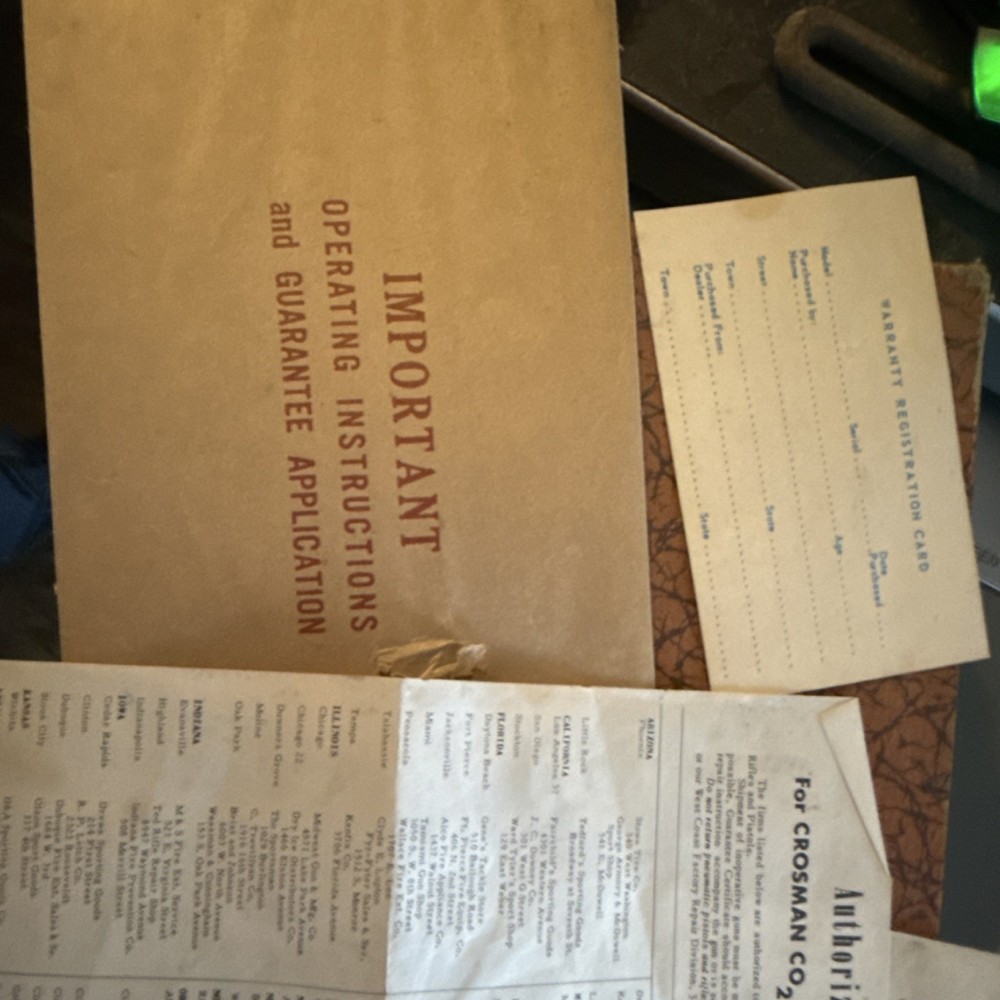 Crosman Model 116 Boxes and paperwork ONLY!