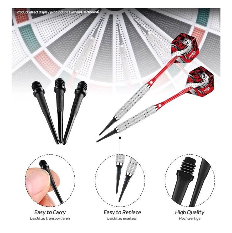 Cyeelife 2BA Thread Soft Tip Dart Points - Plastic Dart Tips - 100/1000 Pack Pre