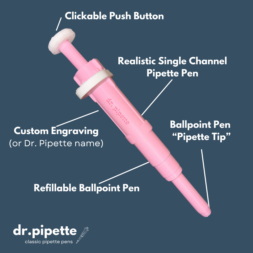 Custom Retractable Pipette-Shaped Ballpoint Pen (Cloud White)