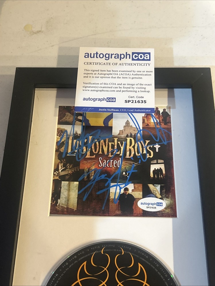 LOS LONELY BOYS SIGNED AUTOGRAPH FRAMED CD DISPLAY ACOA SACRED