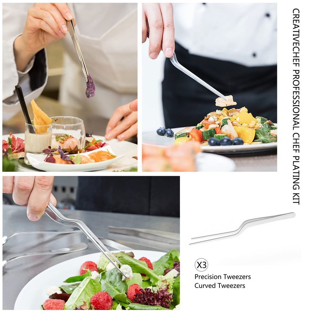 CREATIVECHEF 5 PCS Plating Tools Culinary Set Contains kitchen tweezers spatu...