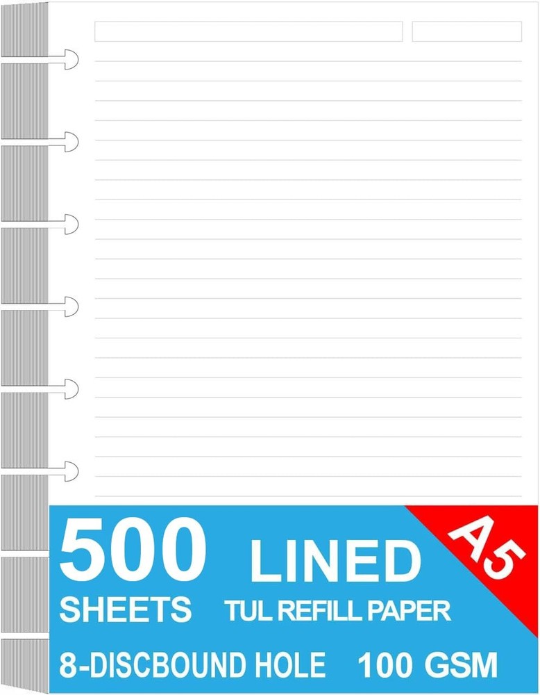 Junior Size Discbound Refill Paper - 8 Discs 500 Sheets, White