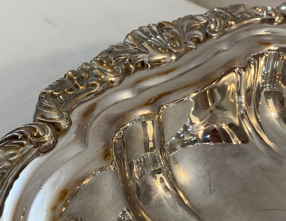 Lancaster Rose Poole Silver Footed 2 Piece Buffet Dish + Lid #402