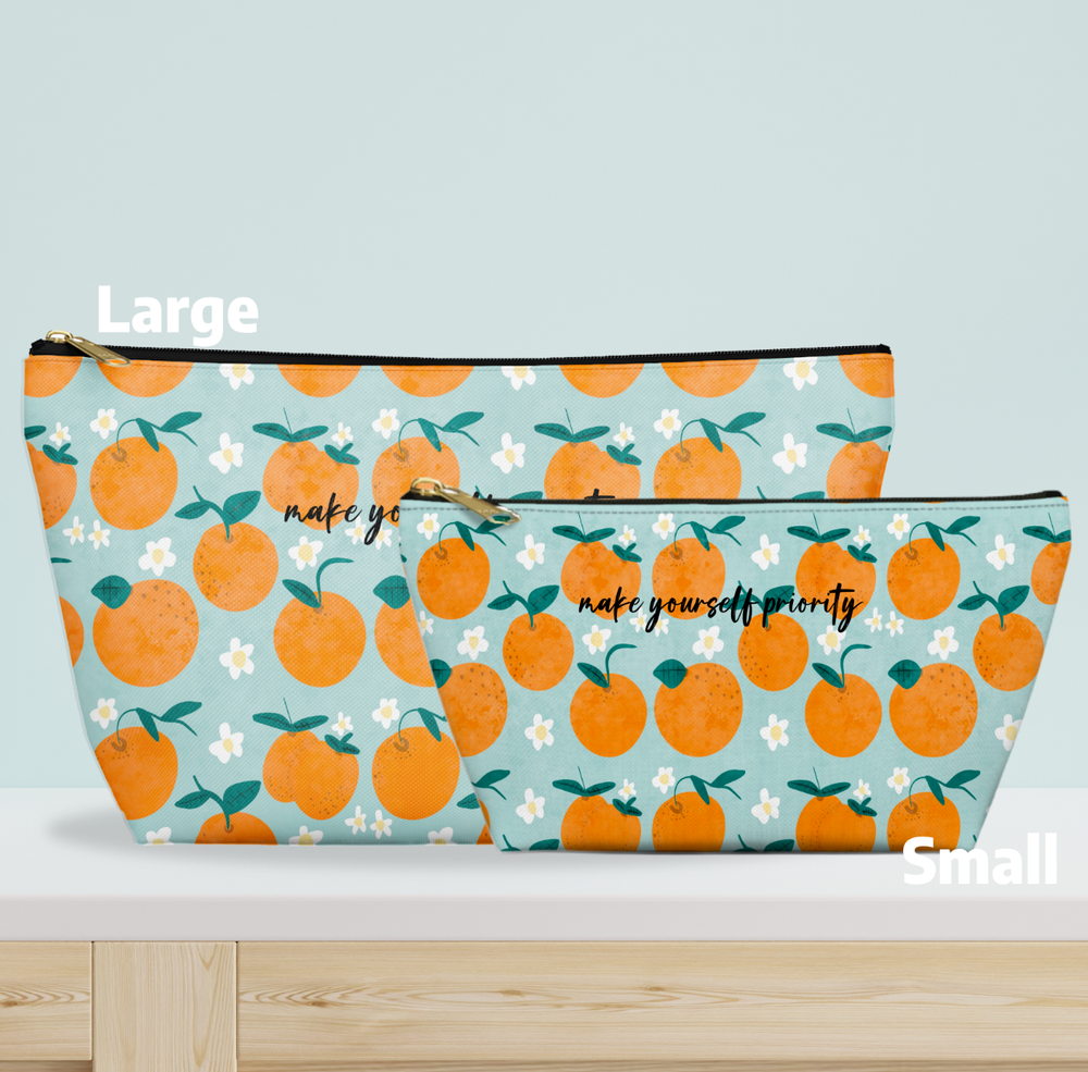 NEW Makeup Bag Make Yourself Priority Oranges Cosmetic Bag Multi Purpose Pouch
