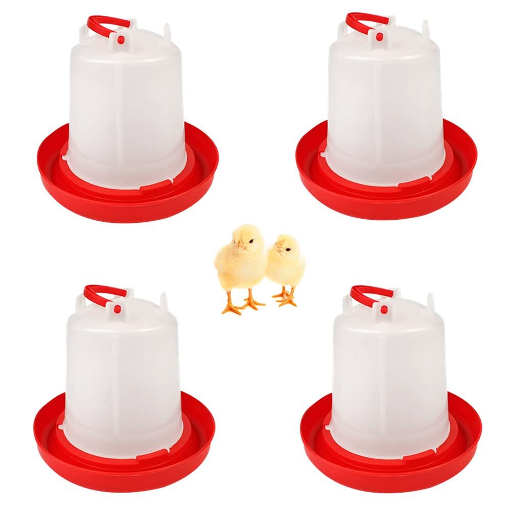 Plastic Poultry Drinker Chick Waterer Kit 1 L Waterer Hanging Container, 4 Pack