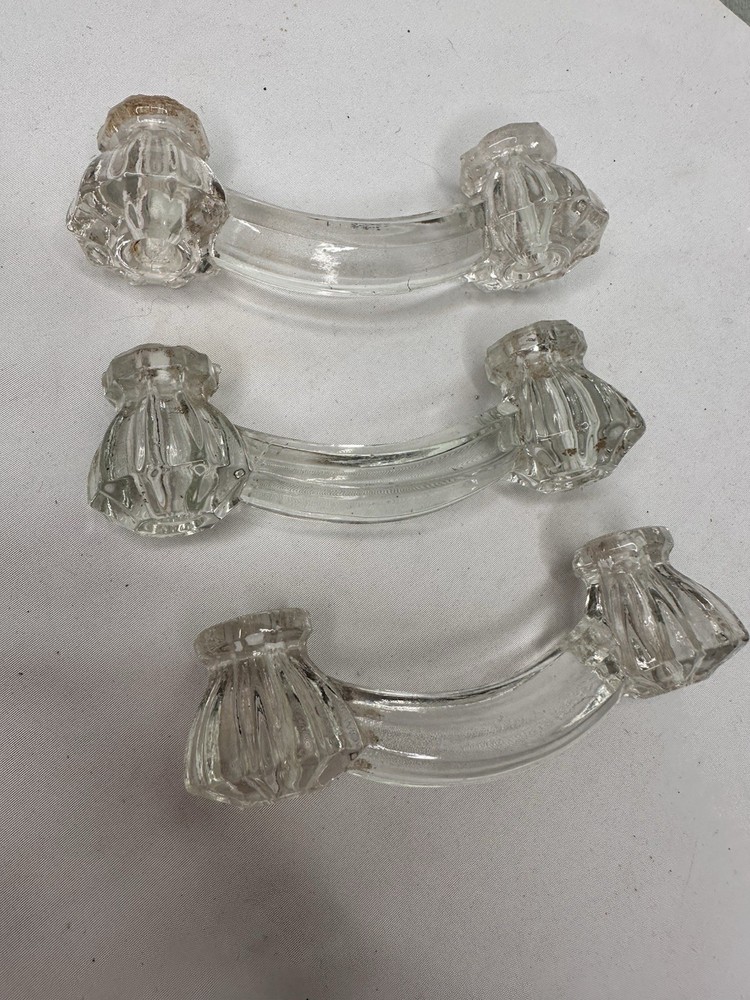Furniture Handle Glass Original Drawer Pulls Knobs Lot 3