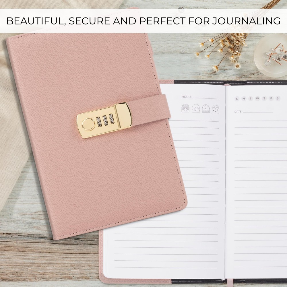 Aesthetic Diary with Lock – Beautiful Leather Journal with Easy to Change Cod...