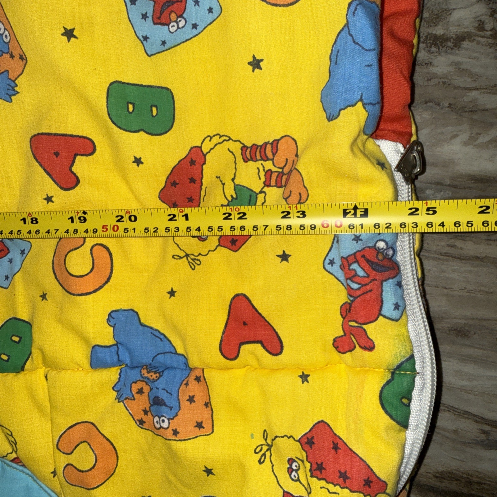 Vintage Big Bird Sesame Street Yellow Kids Sleeping Bag 39X25 Folds Into Pillow