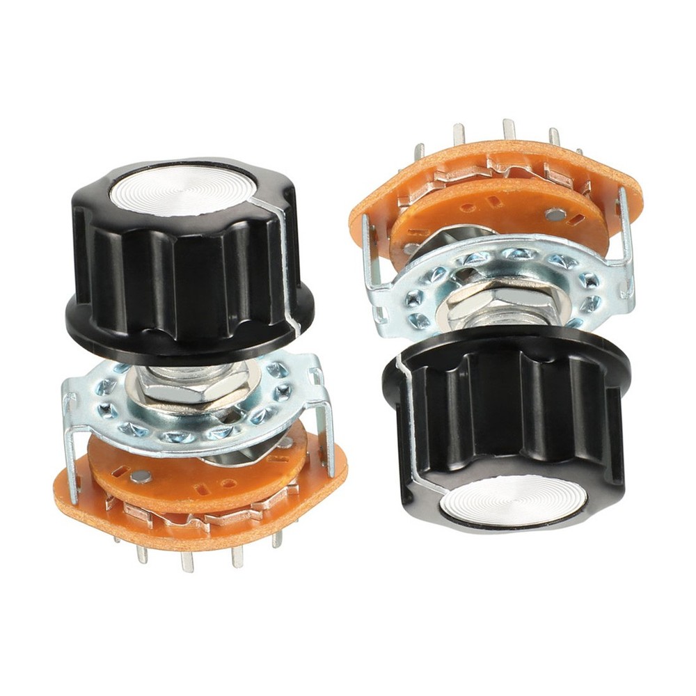 2PCS 3P4T 3 Pole 4 Throw Single Deck Rotary Switch with Knob