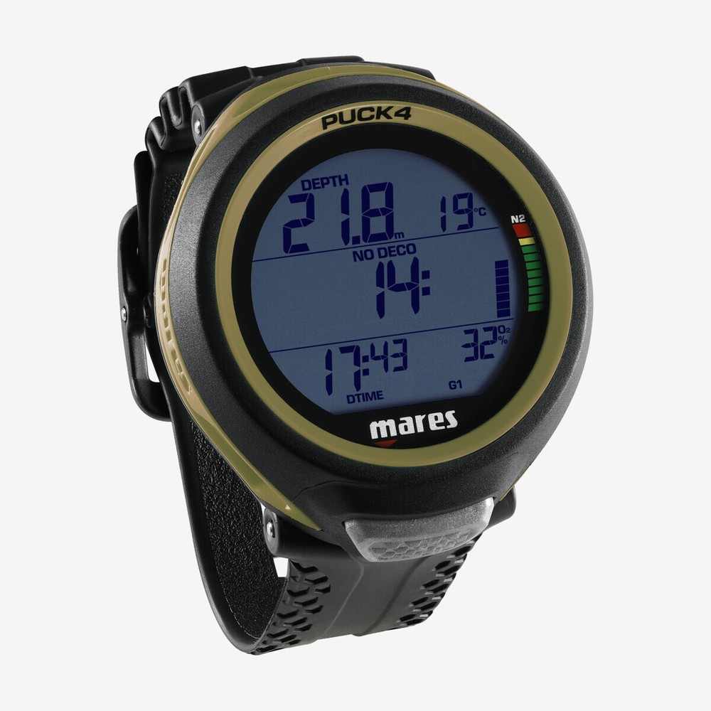 Mares Puck 4 Dive Computer Bluetooth Air Nitrox Easy-Read Display Black Olive