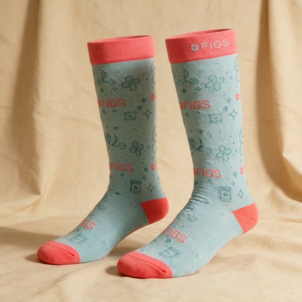 Figs Light Blue Stylish Compression Socks Size M