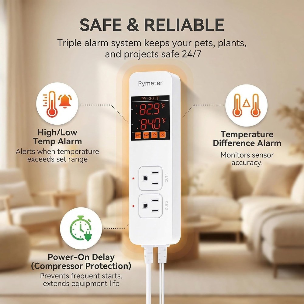 Digital Temperature Controller - Dual Probe for Pets