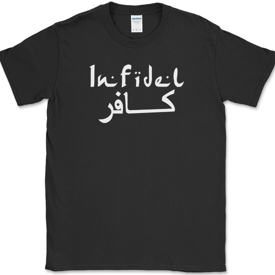 INFIDEL T-SHIRT Funny Military Humor Patriot America USA Novelty Tee