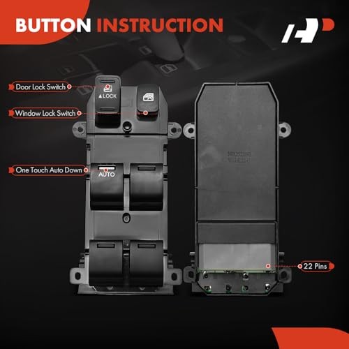 Master Power Window Switch Compatible with Honda Fit 2009-2014, Front Left