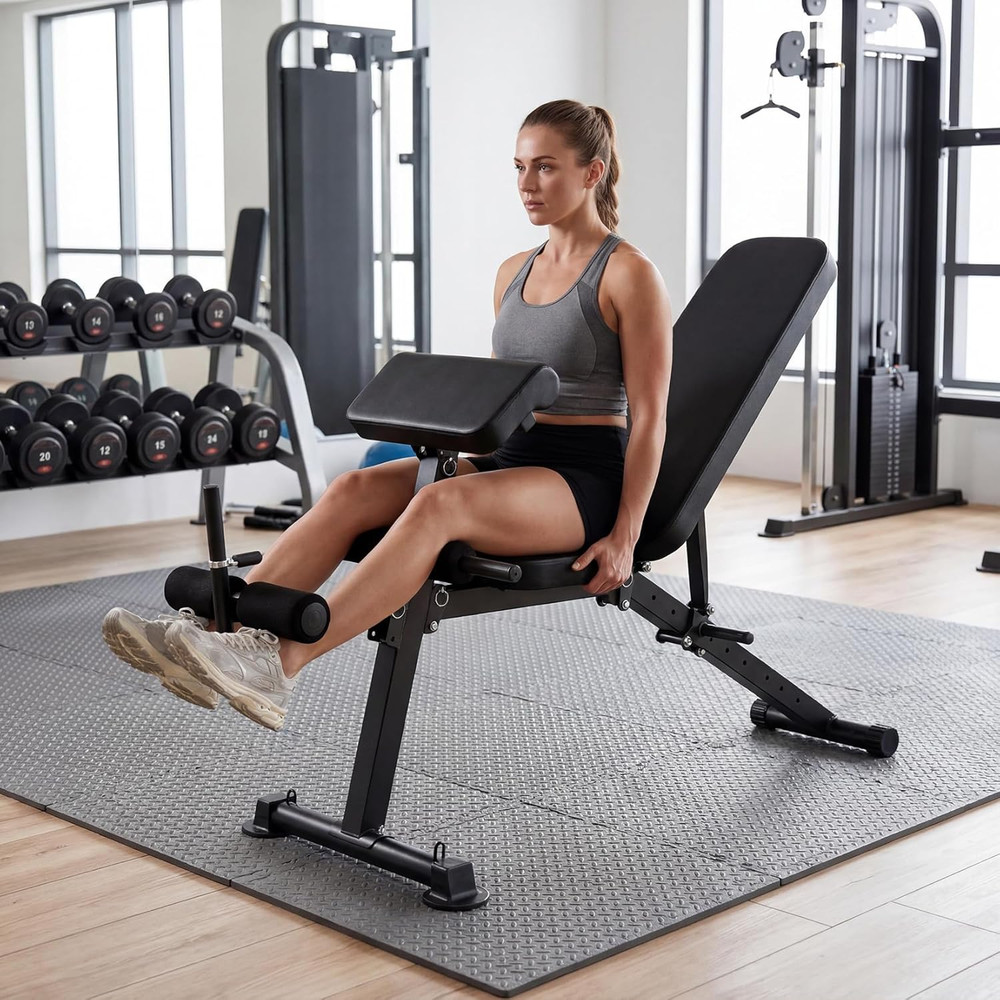 Adjustable Weight Bench, Foldable Flat Incline Decline Workout Bench & All-In-On