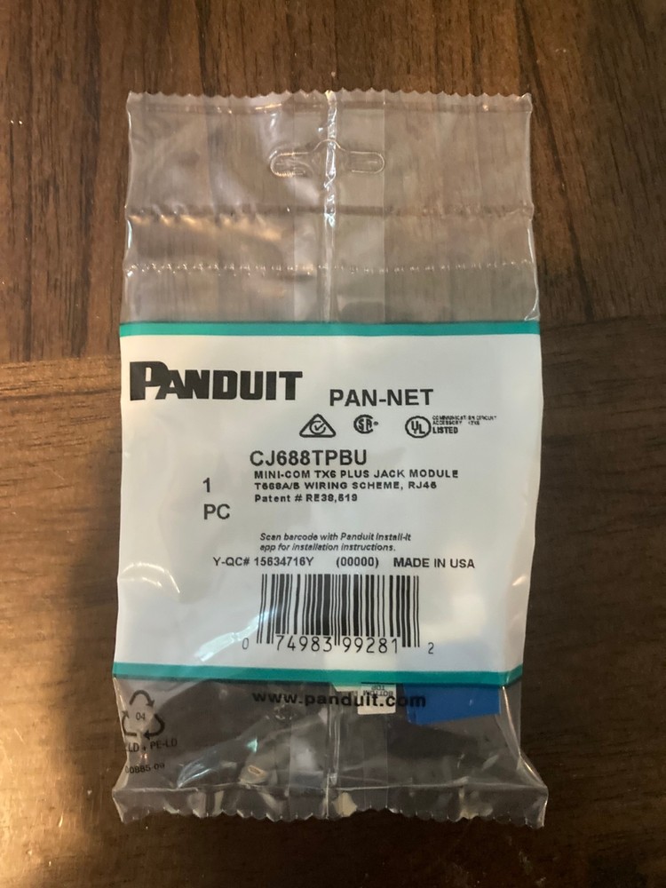 Panduit CJ688TPBU Blue Mini-Com TX6 Plus Jack Module Category 6