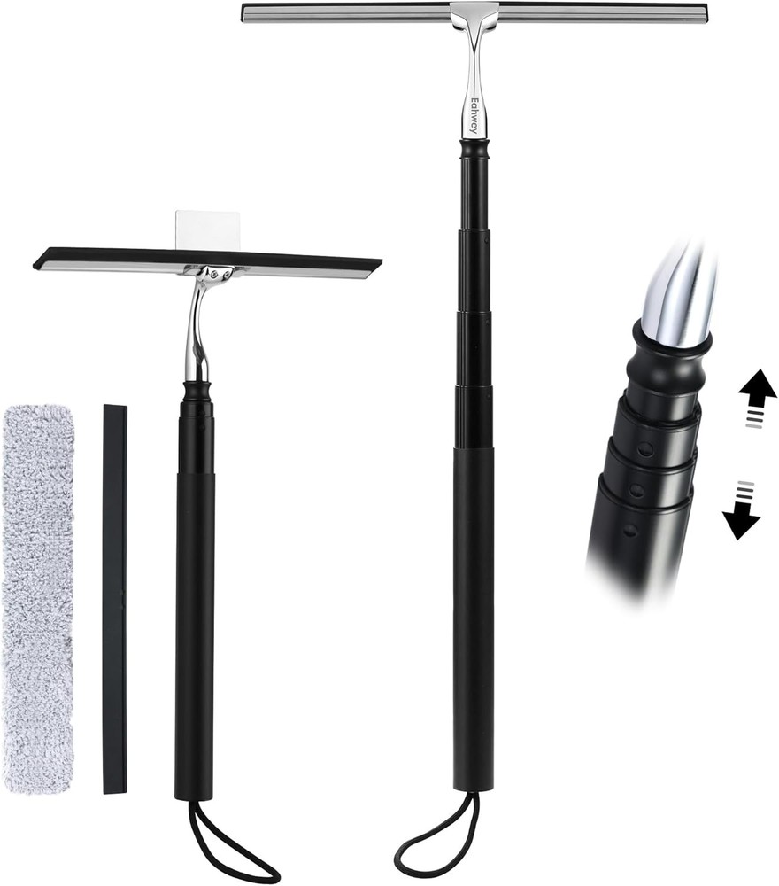 12-51’’ Telescopic Window Squeee for High Windows, 2-in-1 Window