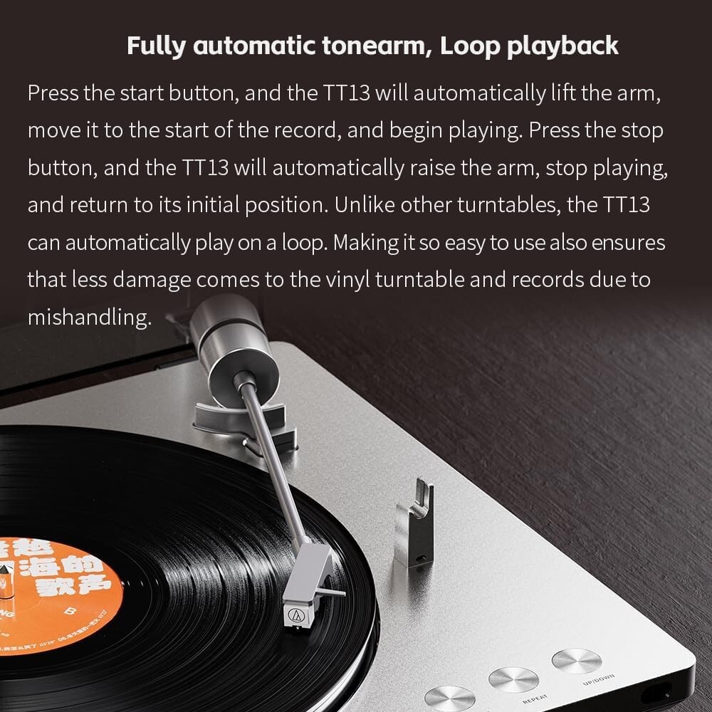 FiiO TT13 Fully Automatic Vinyl Stereo Turntable(Analog) (Silver Bluetooth)